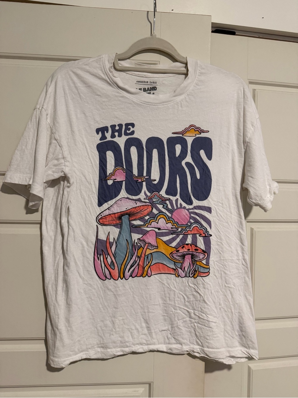 American Eagle Outfitters White Band Tee with Black Print